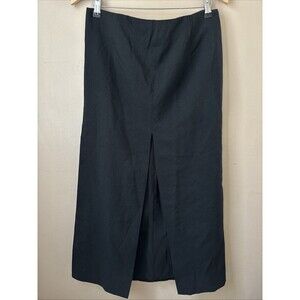 ZARA Women’s M Black Wool Midi Skirt Front Slits NWT Classic Minimalist